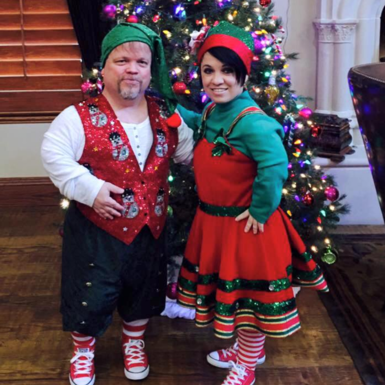 Two Elf Dwarf Actors Christmas Tree